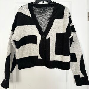 Black and Light Grey Graphic Cardigan